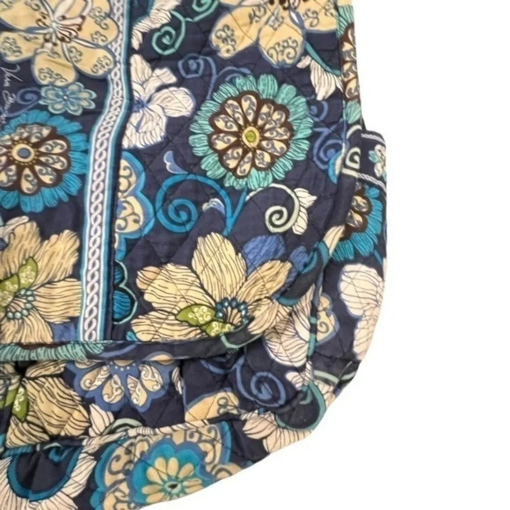 Vera Bradley Blue Messenger Bag Floral Lindsey Laptop Briefcase Book Bag 14x10x4